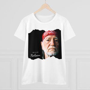 Willie Nelson Fan Music T-Shirt Girl Woman's T Shirt Tee Top Cotton S M L XL